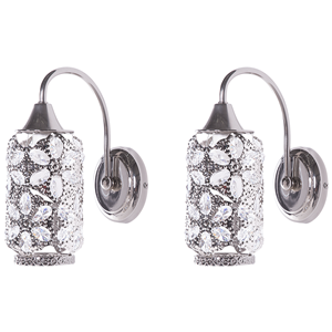 Beliani - Wandleuchte 2er Set Silber Metall mit Blumenmuster Glamour - Silber