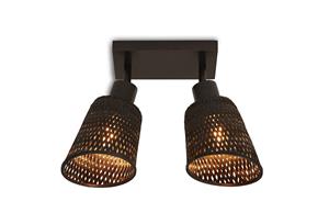 GOOD&MOJO Plafondlamp Java 2-lamps, Bamboe - Zwart
