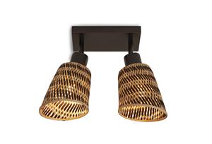 GOOD&MOJO Plafondlamp Java 2-lamps, Bamboe - Zwart/Naturel