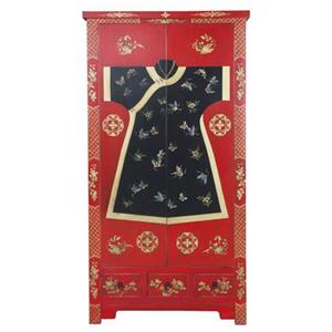 Fine Asianliving Chinese Kast Rood Kimono Handgeschilderd