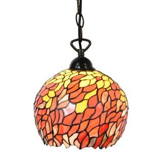 Clayre & Eef Hanglamp Tiffany Ø 24x170 cm Oranje Metaal Glas Rond