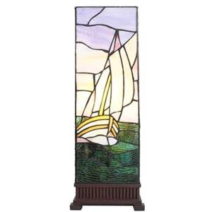 Clayre & Eef Tiffany Tafellamp 18x18x48 cm Beige Paars Glas Kunststof