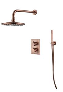 Saniclear Copper inbouw regendouche met wandarm en 30cm hoofddouche
