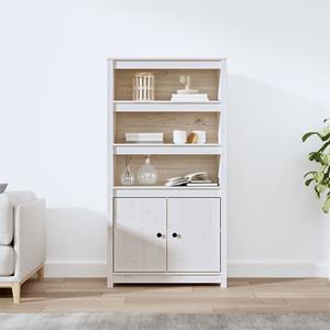 VIDAXL Highboard Weiß 80x35x154 Cm Massivholz Kiefer