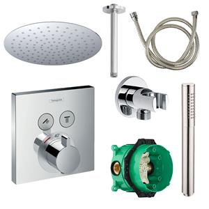 Hansgrohe Select Regendoucheset Inbouw Plafonduitloop met Handdouche en Vierkante Plaat Chroom