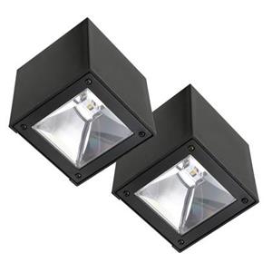 KS Verlichting Set 2 stuks LED Solar Cube wandlamp zwart vierkant