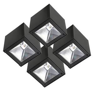 KS Verlichting Set 4 stuks LED Solar Cube wandlamp zwart vierkant