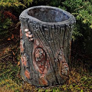 Gartentraum.de Pflanzgefäß aus Steinguss im Baumstamm Look - Holzoptik oder einfarbig - Yanna / Etna
