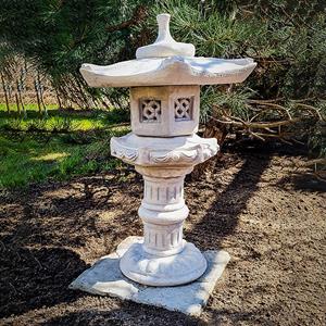 Gartentraum.de Romantische Säulen Laterne aus Steinguss für den Japangarten - Elpida / Tyrolia