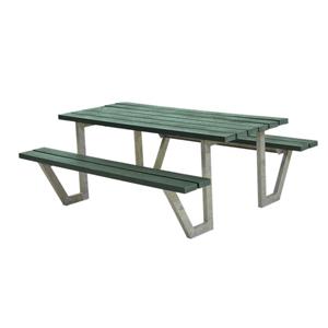 Plus Danmark Picknicktafel gerecycled kunststof groen | Wega 161 x 177 x 73 cm