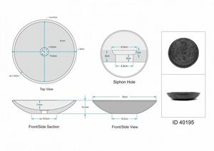 Wohnfreuden Aufsatzwaschbecken »Marmor Waschbecken LEMPER 50 cm grau rund« (Kein Set), 6_40195
