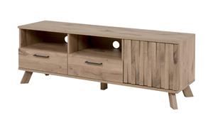 CaliCosy Tv-meubel 2 laden 2 nissen en 1 deur Eikenhouten decor met latten L140 cm - OPOLE