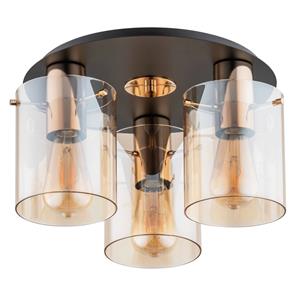 Euluna Plafondlamp Atman, 3-lamps, zwart/goud