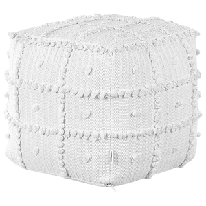 beliani Pouf Weiß aus Baumwolle 40 x 40 x 40 cm Quadratisch mit Muster Boho Sitzkissen Bodenkissen für Wohnzimmer Kinderzimmer Flur