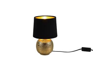 Webmarketpoint - Sophia Nachttischlampe aus goldfarbener Keramik mit Lampenschirm aus schwarzem Samt, Trio-Beleuchtung