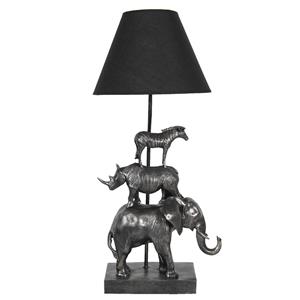 Clayre & Eef Tafellamp Olifant 32*27*65 Cm Zwart Kunststof Bureaulamp