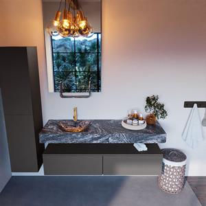 MONDIAZ ALAN-DLUX Badmeubelset 150cm badmeubel onderkast Dark_grey 2 lades met vrijhangende wastafel CLOUD links 1 kraangat kleur Lava ADX150Dar2LL1Lav