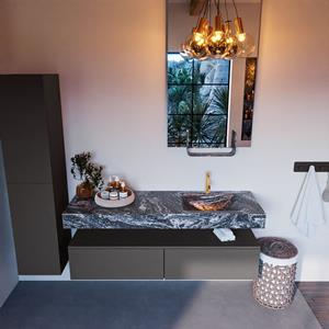 MONDIAZ ALAN-DLUX Badmeubelset 150cm badmeubel onderkast Dark_grey 2 lades met vrijhangende wastafel CLOUD rechts 1 kraangat kleur Lava ADX150Dar2LR1Lav