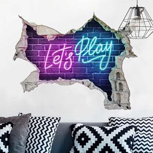 Klebefieber Wandtattoo Neon Schrift Let's Play