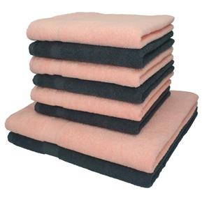 Betz Handtuch Set »8-TLG. Handtuch-Set Palermo 100% Baumwolle 2 Duschtücher 6 Handtücher Farbe anthrazit und apricot«