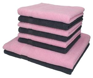 Betz Handtuch Set »8-TLG. Handtuch-Set Palermo 100% Baumwolle 2 Duschtücher 6 Handtücher Farbe anthrazit und rosé«
