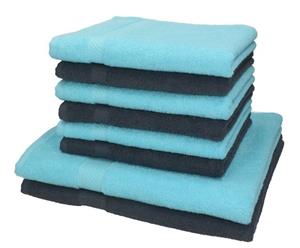 Betz Handtuch Set »8-TLG. Handtuch-Set Palermo 100% Baumwolle 2 Duschtücher 6 Handtücher Farbe anthrazit und türkis«