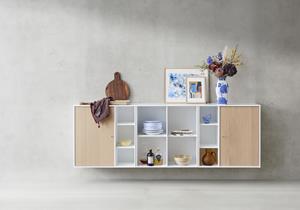 Hammel Furniture Sideboard Mistral Kubus, Kombination aus 3 Modulen, mit 2 Türen, Wandmontage/stehend, Breite: 207 cm