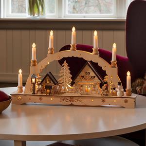 KONSTSMIDE Led-luchtboog Kerst versiering Houten silhouet zeven kaarsen (1-delig)