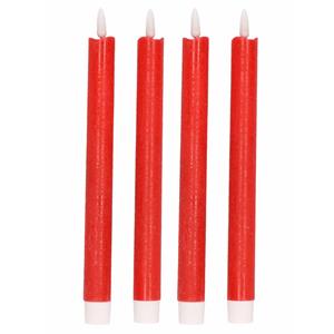 4x Rode Led Kaarsen/dinerkaarsen 25,5 Cm ed Kaarsen