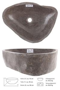 Wohnfreuden Aufsatzwaschbecken »Naturstein Waschbecken 50 cm grau oval aussen poliert« (Kein Set), 101732_Cb14.73