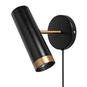 Zwart gouden wandlamp met GU10 fitting en schakelaar By Rydens Puls