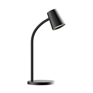 LINDBY Ailina LED tafellamp, ronde voet, zwart