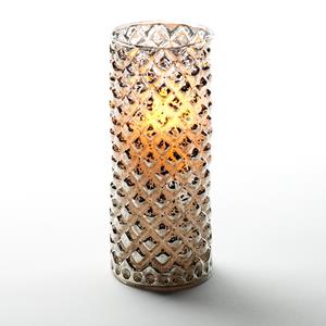 Anna's Collection 1x stuks luxe led kaarsen in zilver glas D7,5 x H17,5 cm -