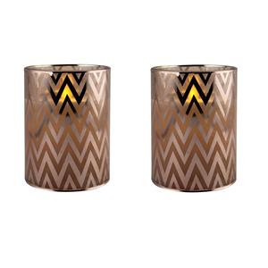 Merkloos 2x stuks luxe led kaarsen in koper glas D7 x H10 cm -