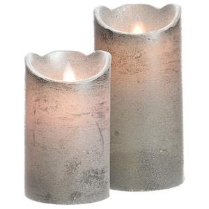 Decoris Led kaarsen combi set 2x stuks zilver 12 en 15 cm -