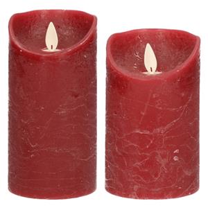 Anna's Collection Set van 2x stuks Bordeaux rood Led kaarsen met bewegende vlam -