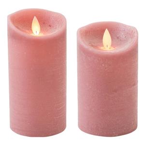 Anna's Collection Set van 2x stuks Antiek Roze Led kaarsen met bewegende vlam -