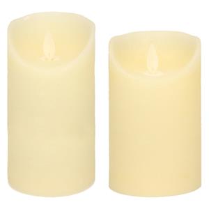 Anna's Collection Set van 2x stuks Ivoor Witte Led kaarsen met bewegende vlam -