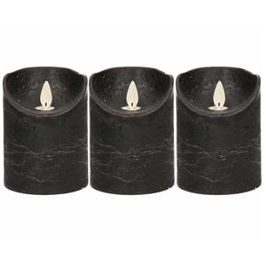 Anna's Collection 3x Zwarte LED kaarsen / stompkaarsen met bewegende vlam 10 cm -