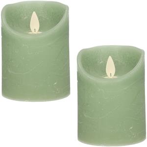 Anna's Collection 3x Jade groene LED kaarsen / stompkaarsen met bewegende vlam 10 cm -