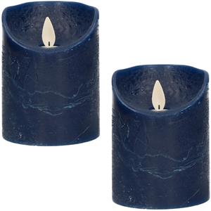 Anna's Collection 3x Donkerblauwe LED kaarsen / stompkaarsen met bewegende vlam 10 cm -