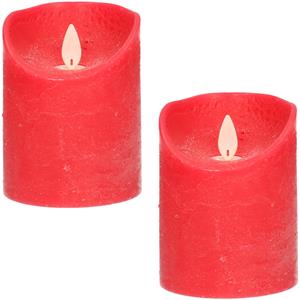 Anna's Collection 3x Rode LED kaarsen / stompkaarsen met bewegende vlam 10 cm -