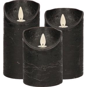 Anna's Collection Set van 3x stuks Zwarte Led kaarsen met bewegende vlam -