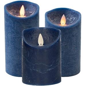 Anna's Collection Set van 3x stuks Donkerblauwe Led kaarsen met bewegende vlam -