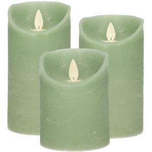 Anna's Collection Set van 3x stuks Jade Groen LED kaarsen met bewegende vlam -