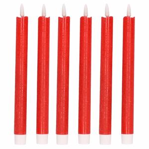 6x Rode Led kaarsen/dinerkaarsen 25,5 cm -