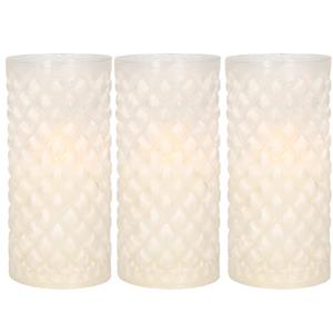 Anna's Collection 3x stuks luxe led kaarsen in glas D7,5 x H15 cm -