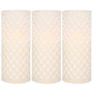 Anna's Collection 3x stuks luxe led kaarsen in glas D7,5 x H17,5 cm -