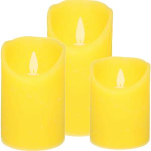 Anna's Collection 2x set gele LED kaarsen / stompkaarsen met bewegende vlam -