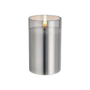Cepewa 1x stuks luxe led kaarsen in grijs glas D7,5 x H12,5 cm met timer -